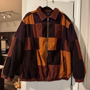 BDG Urban Outfitters Patchwork Cord Harrington Jacket Brown Size Large